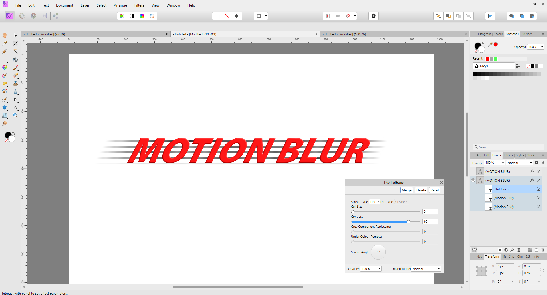 Motion Blur to Text? PreV2 Archive of Affinity on Desktop Questions