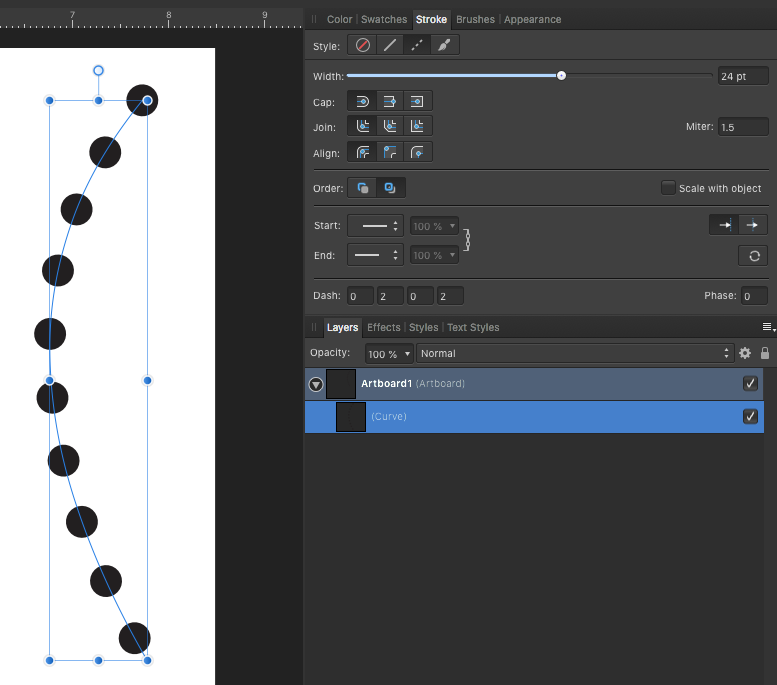 How do I draw a shape on a curved line in Affinity designer - Pre-V2 ...