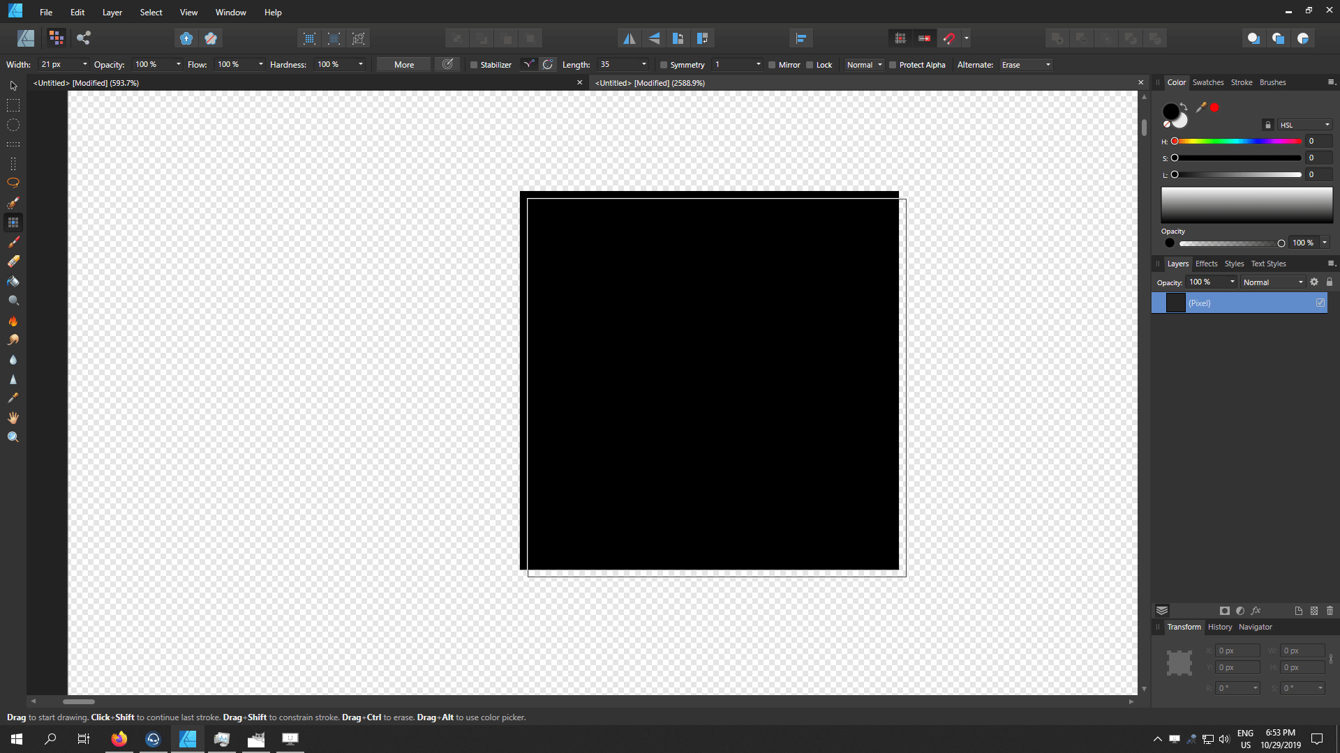 PixelTool misalignment / Color opacity is not unfecused after changing