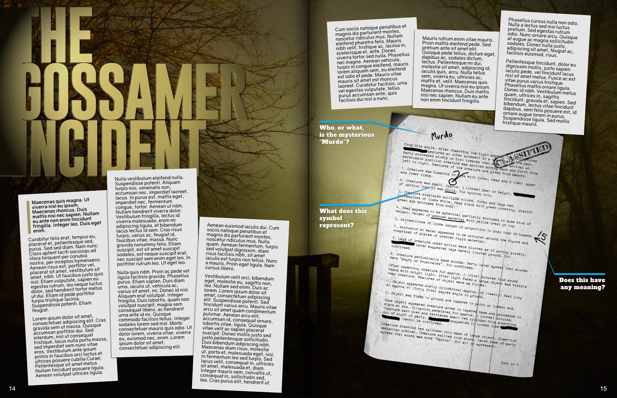 Fake Magazine Spread - The “Gossamer Incident” - Share your work - Affinity  | Forum