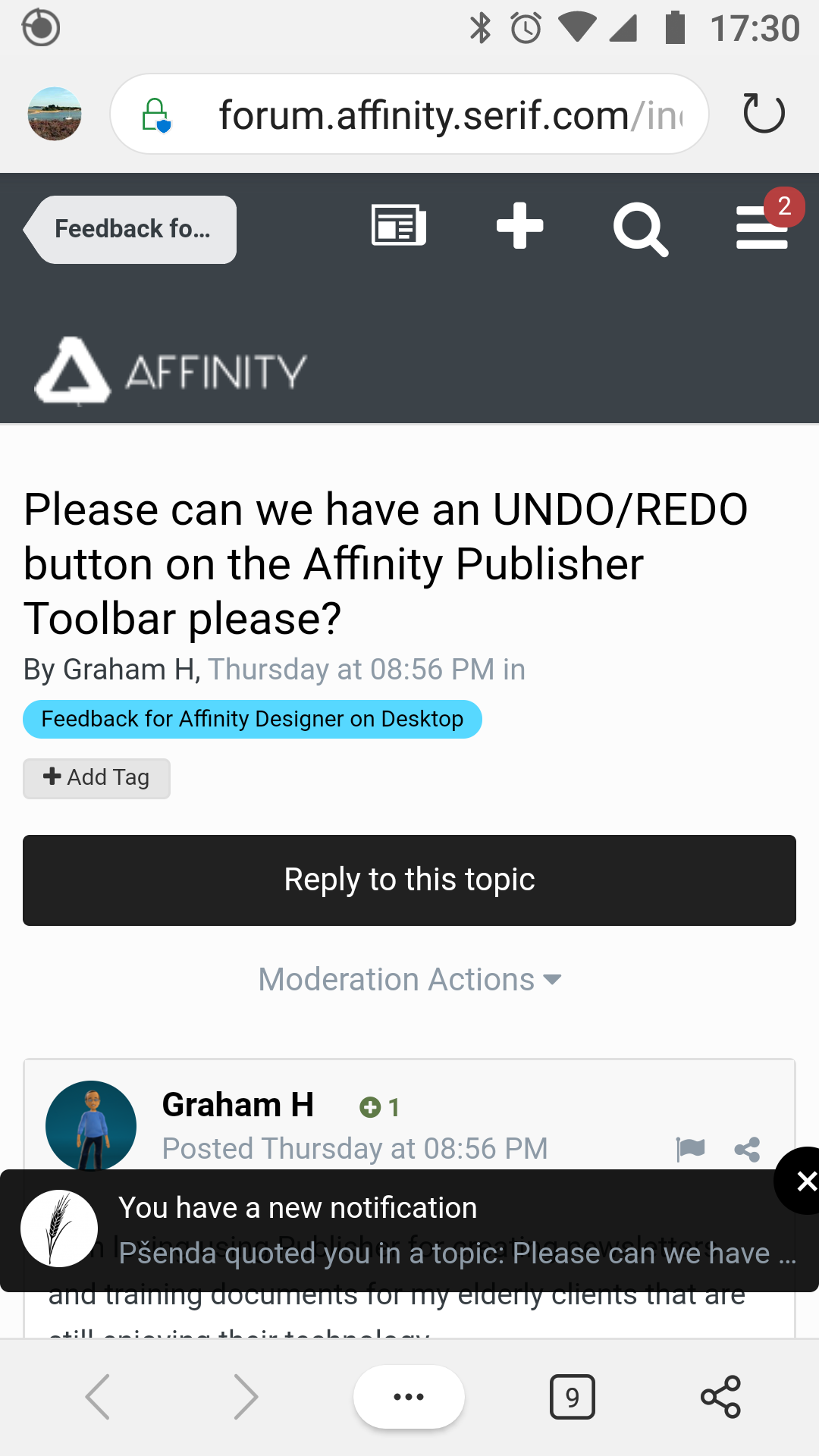 Please can we have an UNDO/REDO button on the Affinity
