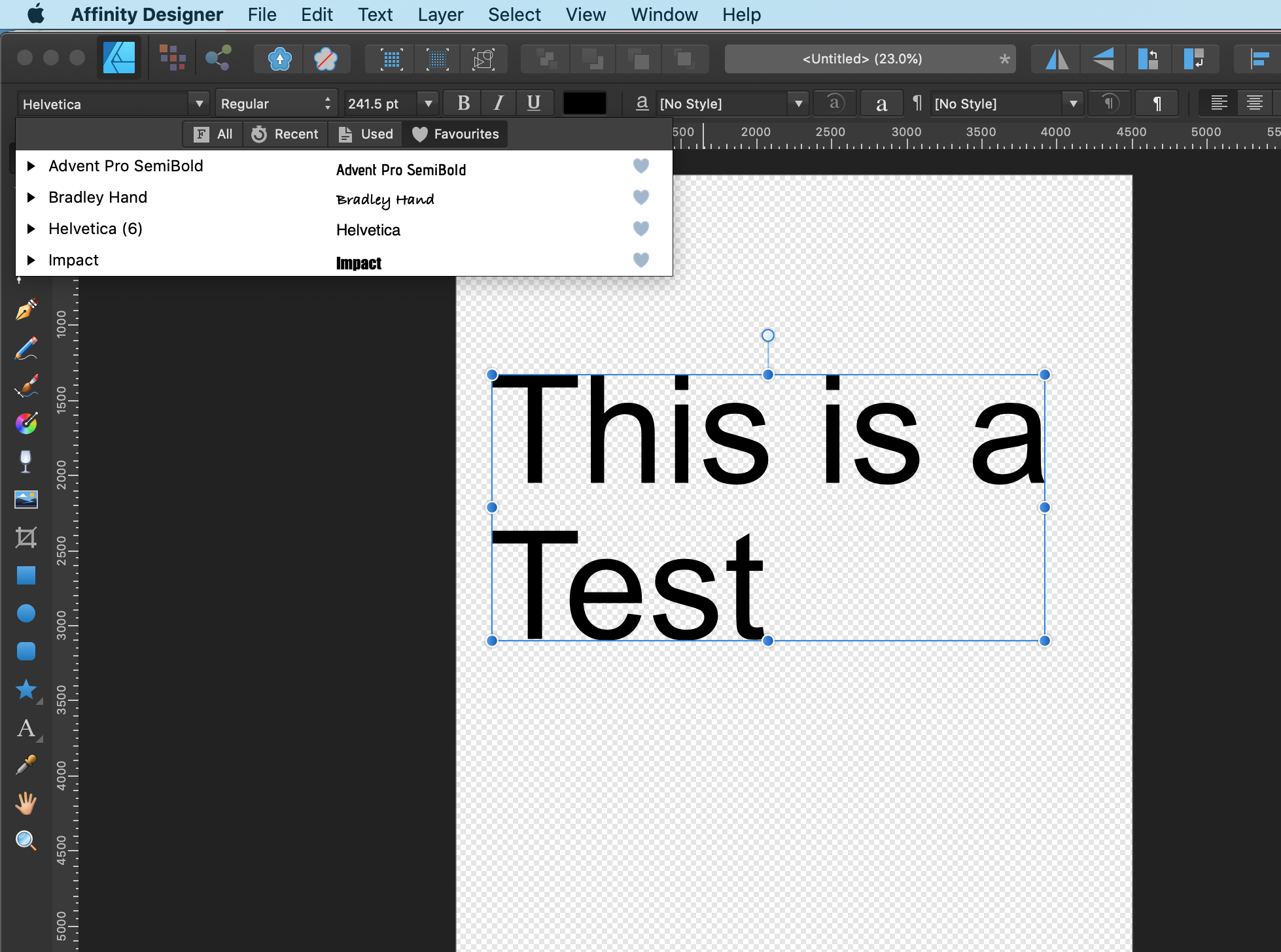 Affinity Designer Mac Favourite Fonts disappear - V1 Bugs found on ...