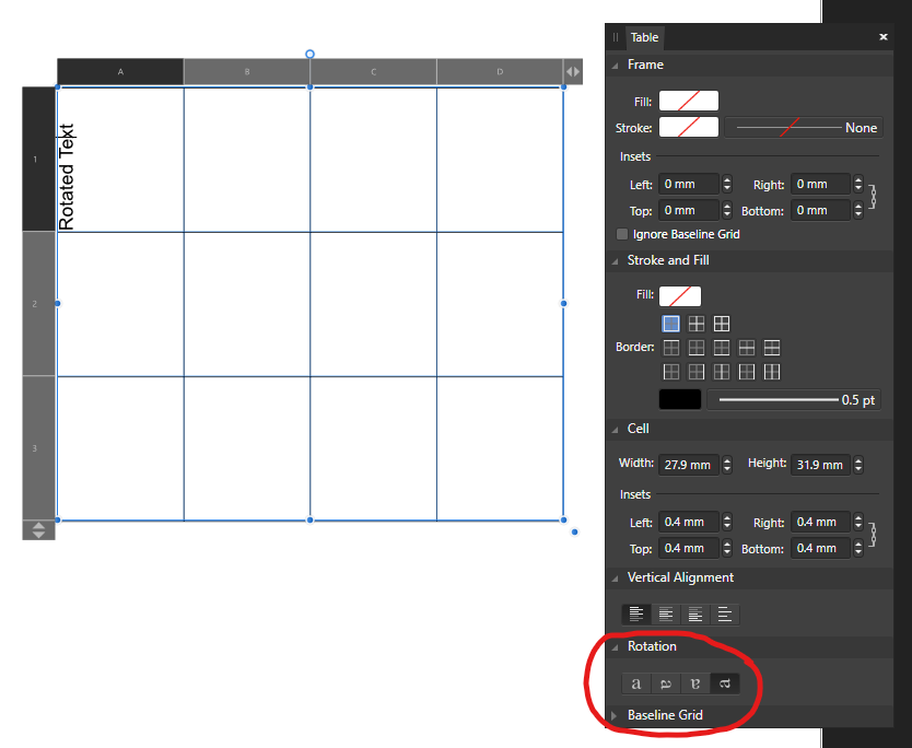 Write text vertically inside table - Pre-V2 Archive of Affinity on ...