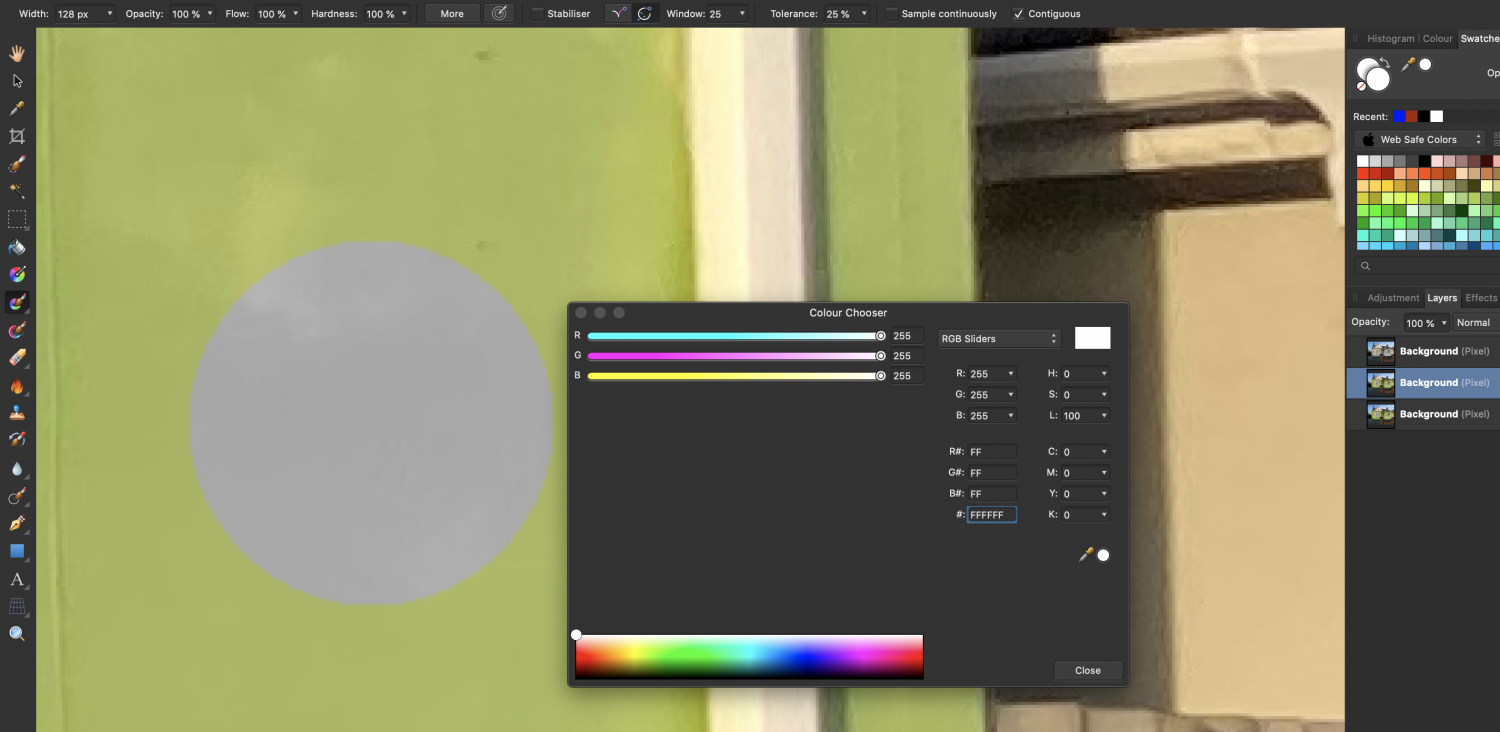 Color replacement brush not replacing with the foreground color Pre