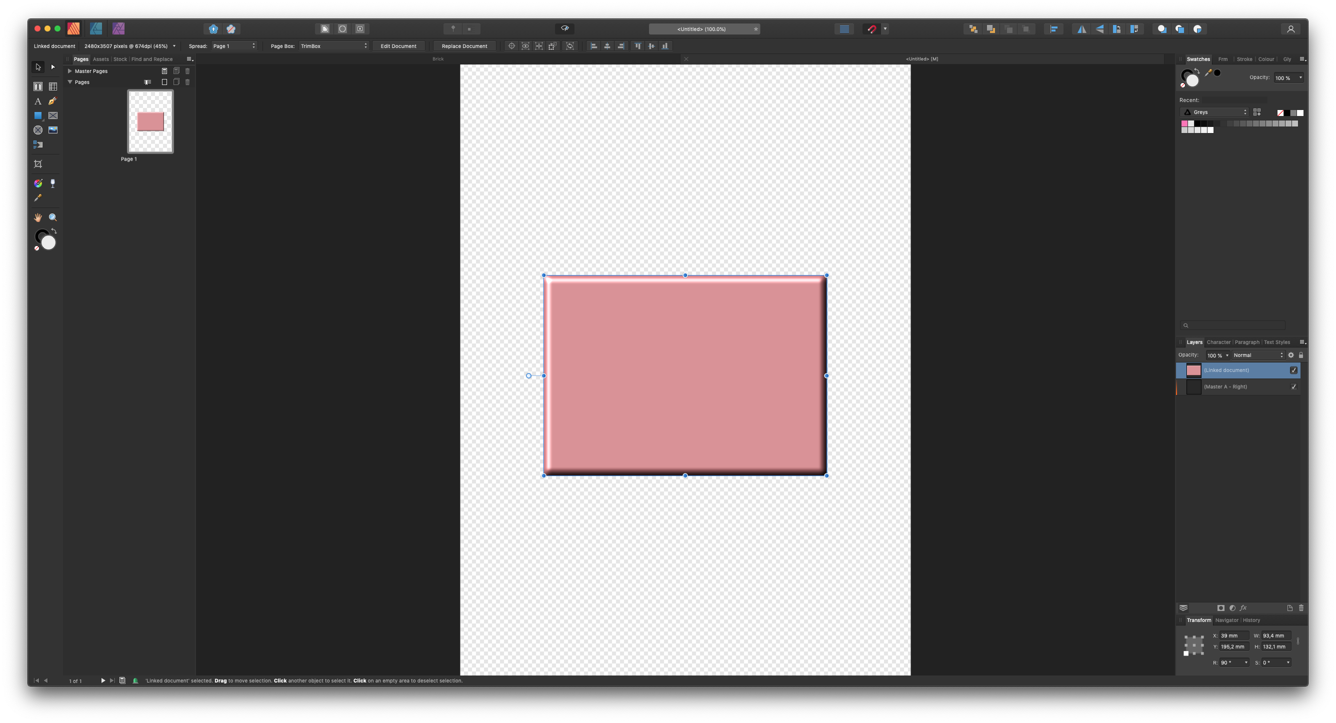 3d layer effect of linked embedded document changes orientation