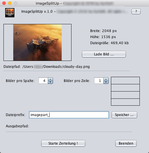 How to split image online with PineTools  Split photo into several parts  online 