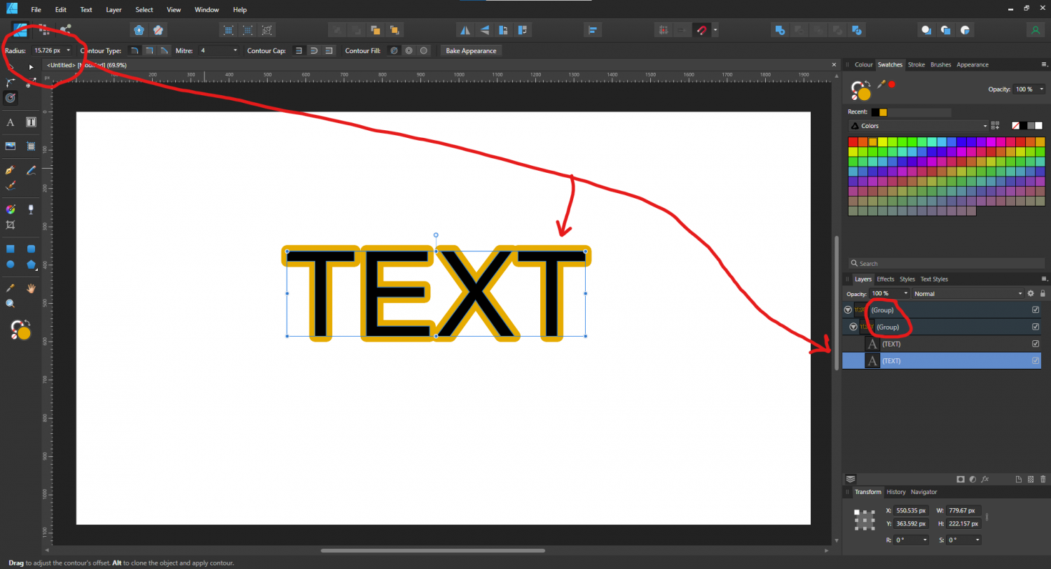 What am I missing? Affinity Designer Contour Tool problems - Pre-V2 ...