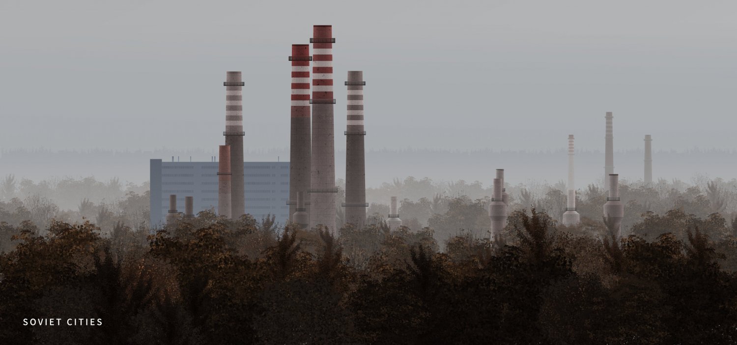 Soviet Cities 11 Dnieper aluminium smelter chimneys.jpg