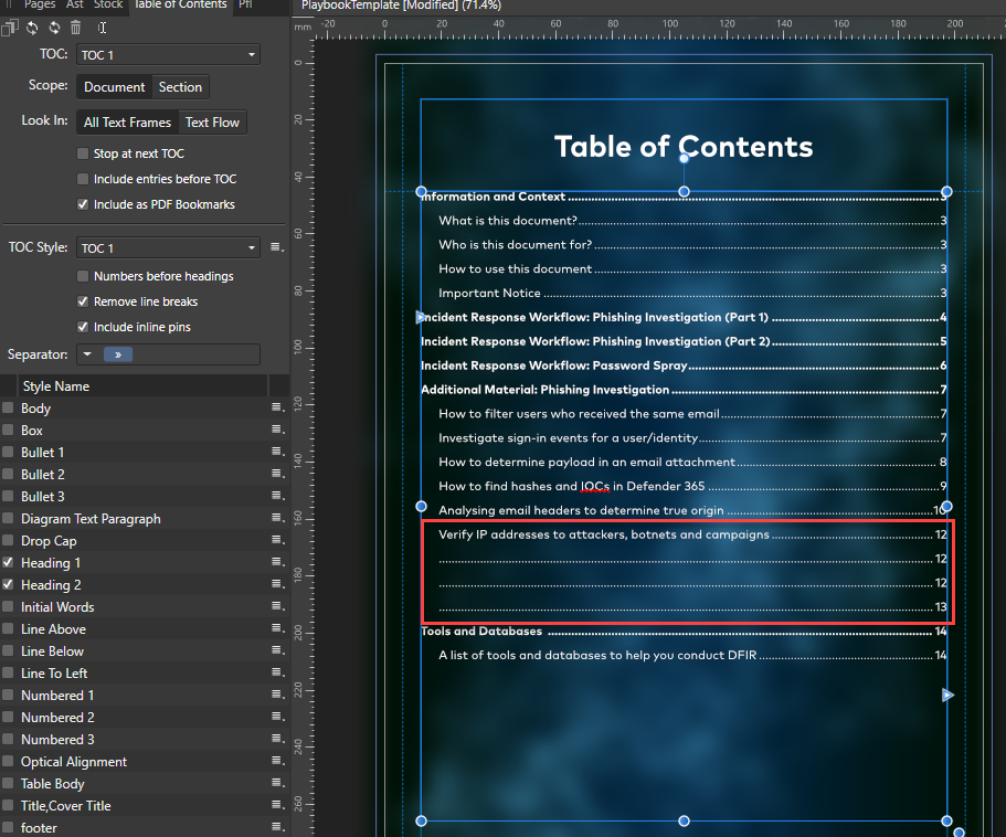 Remove Tab Stop Excess Within TOC In Publisher Pre V2 Archive Of 