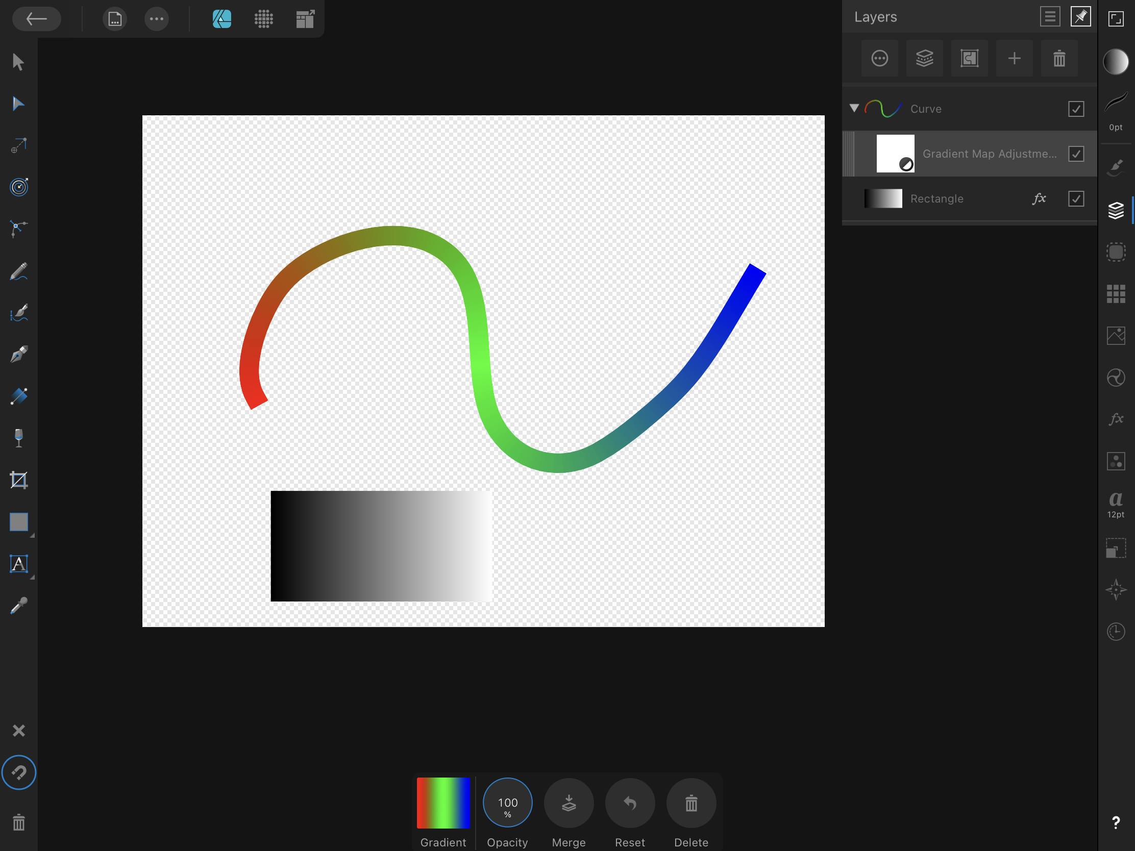 gradient-along-curved-line-not-side-to-side-or-up-and-down-but