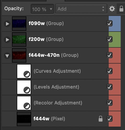 Opening (developing) JWST fits infrared filter image files in Affinity