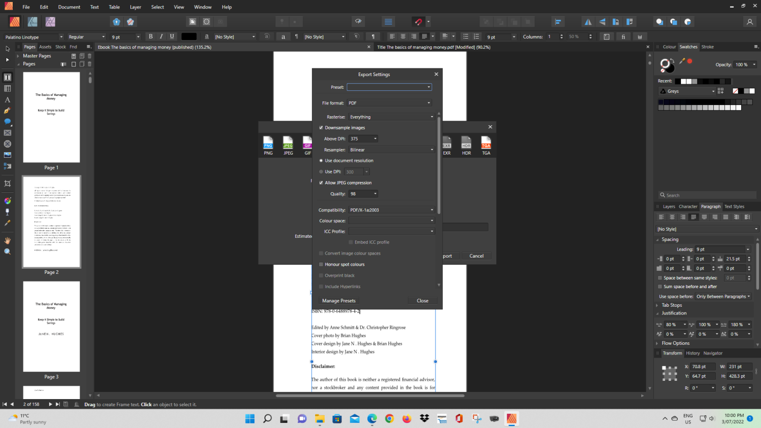 Ingramspark requirements PreV2 Archive of Affinity on Desktop