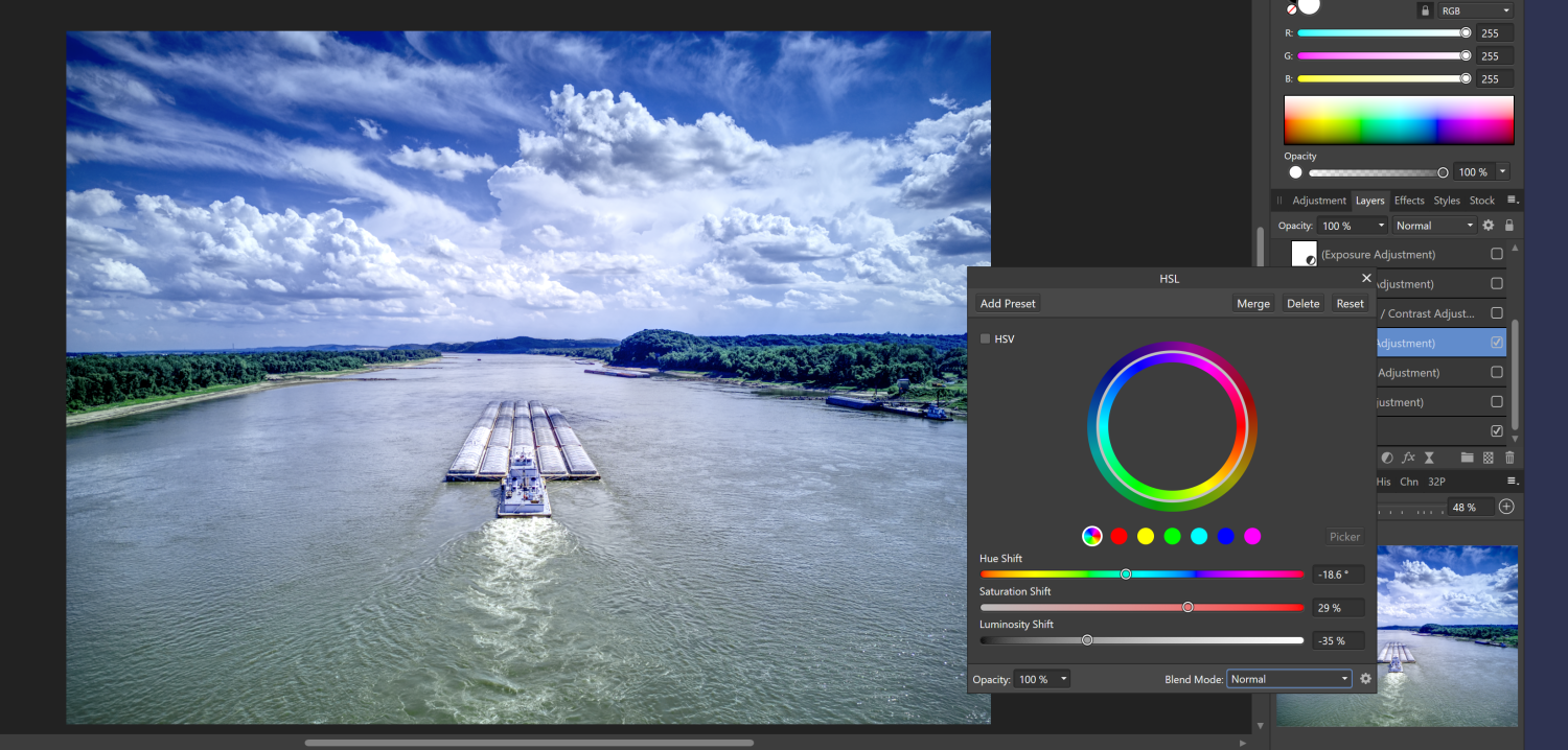 Highlights blown out after exporting HDR Merge - Affinity on Desktop