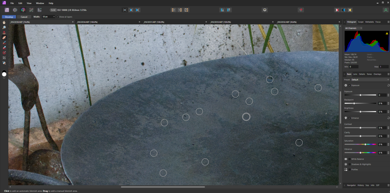 Blemish Removal tool performance issues V2 Bugs found on Windows