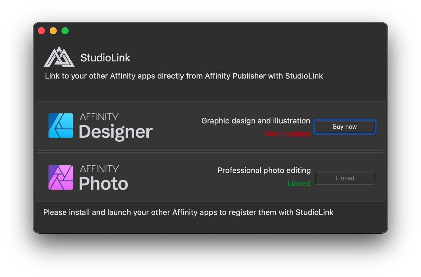 Having a problem switching to Affinity Designer mode in Affinity