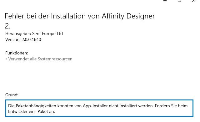 Installation of Affinity-Apps not possible - Affinity on Desktop Questions  (macOS and Windows) - Affinity