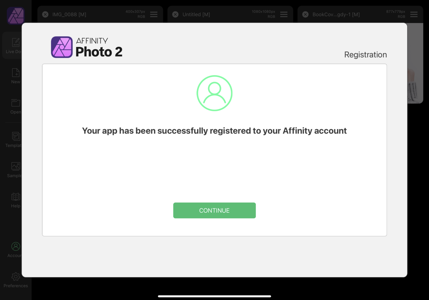 I can’t login to affinity account Affinity on iPad Questions