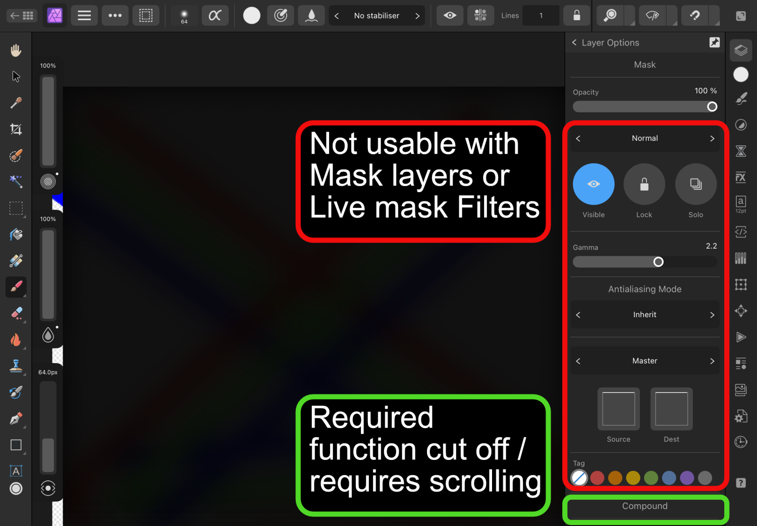 How to add subtract masks in compound masks on ipad affinity on ipad