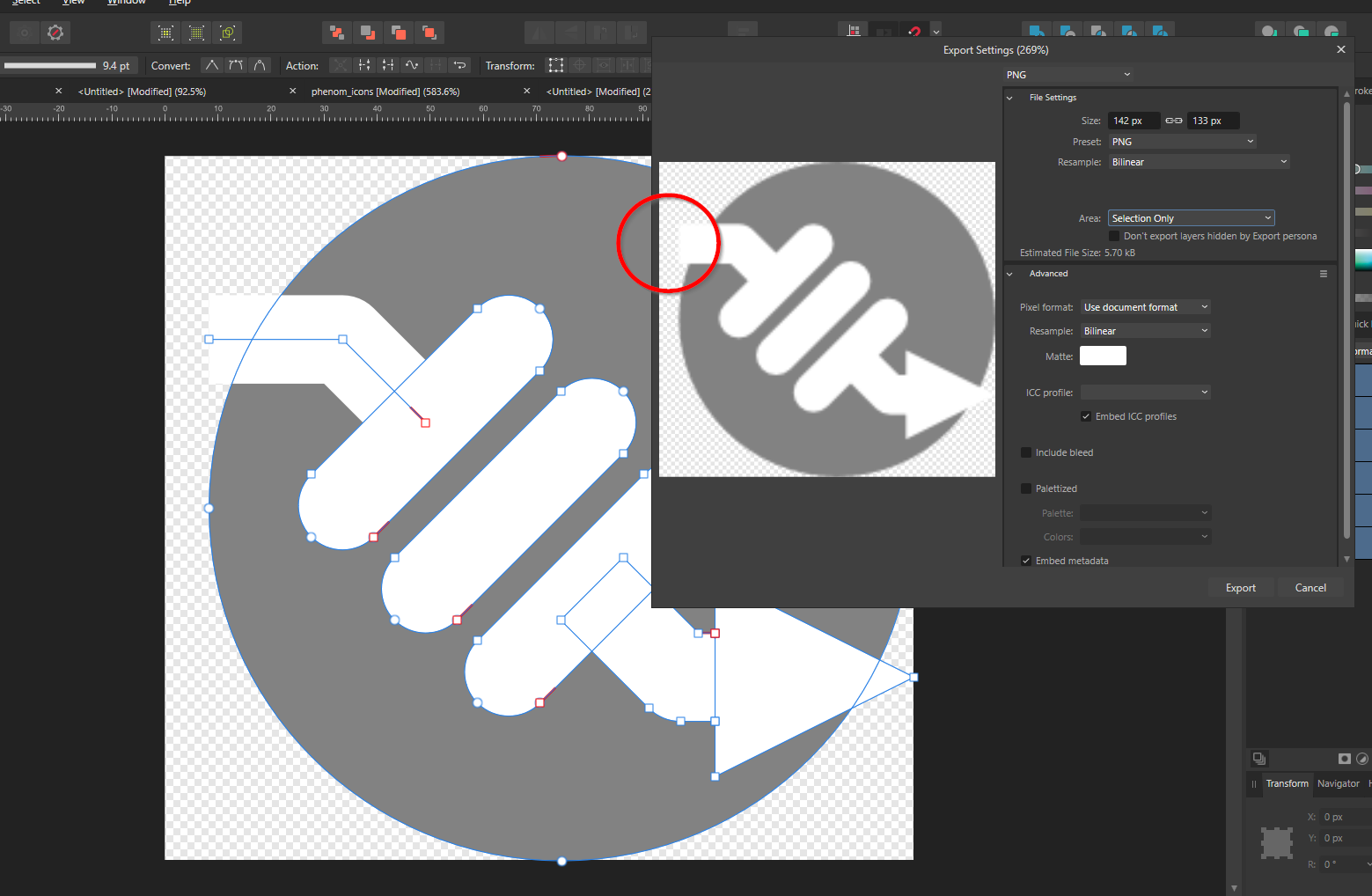 Incorrect size calculated at export v2 bugs found on windows