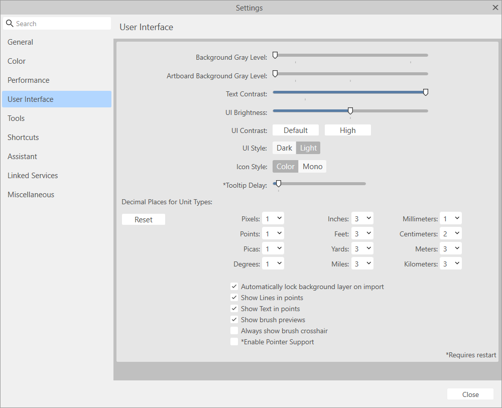 Settings: User Interface - Affinity on Desktop Questions (macOS and ...