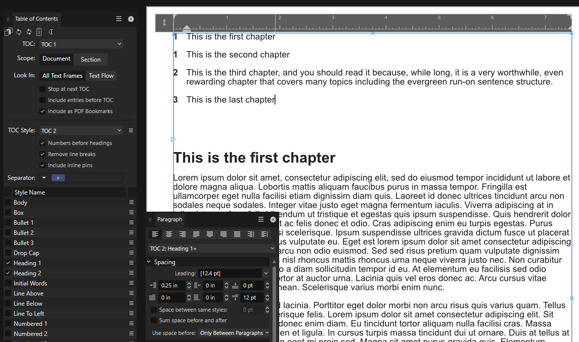 Publisher - How to create a table of contents, page numbers on the left ...