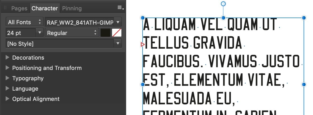 font not recognized (shown with an 