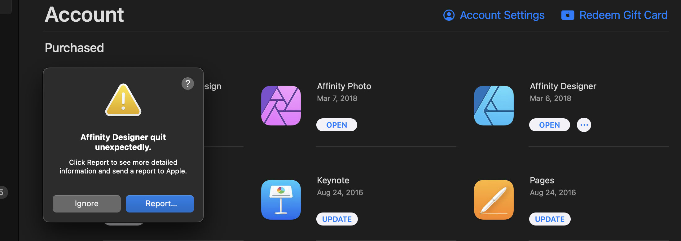 All Affinity apps crashes if network location is offline - V2 Bugs found on  macOS - Affinity