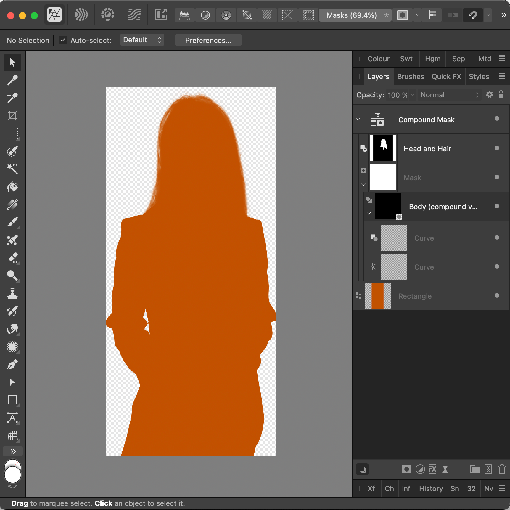 Compound masks combining vector shapes and pixelbased masks