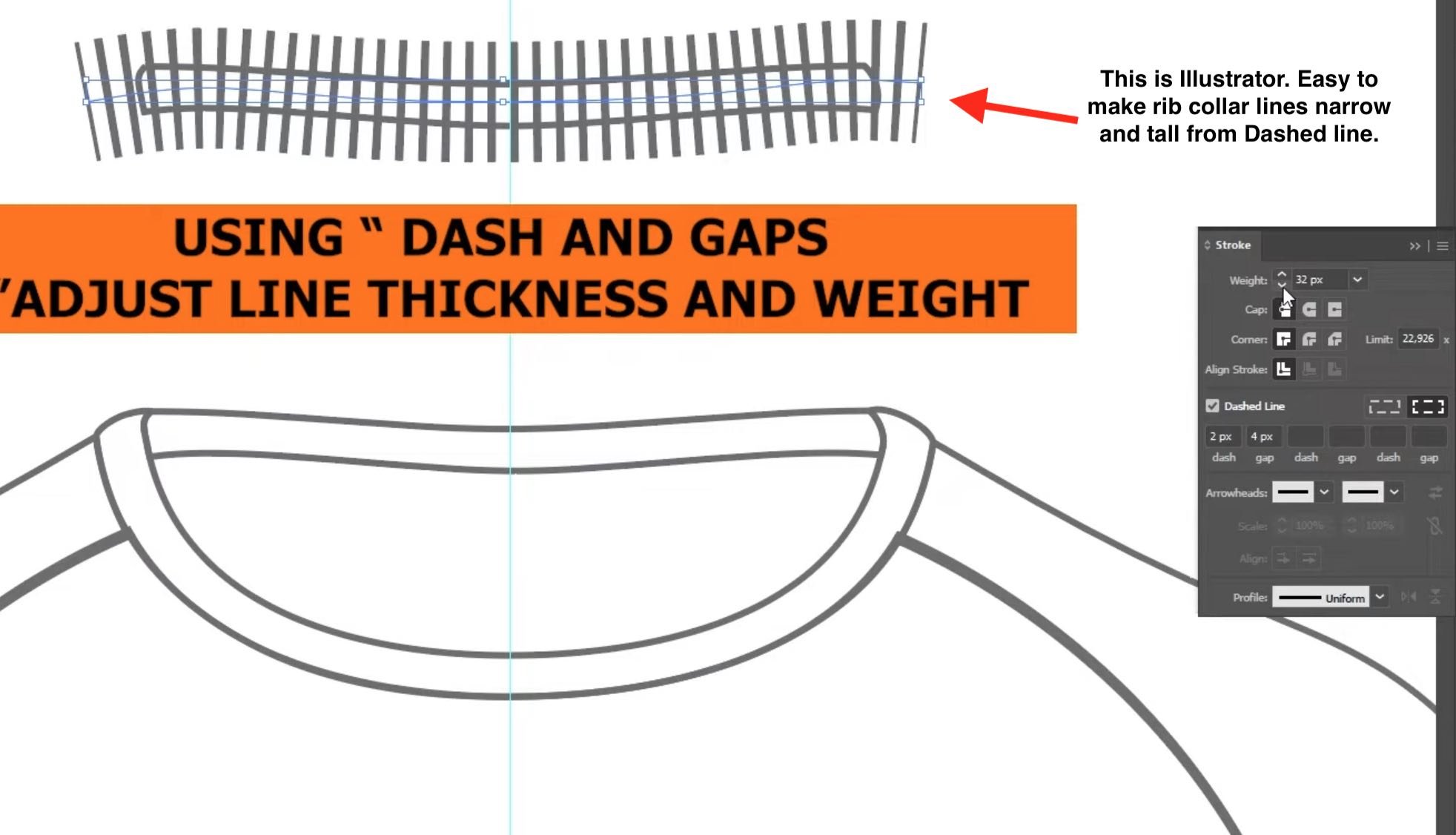 how-to-make-ribbing-in-collar-from-dashed-lines-how-to-make-dash-lines