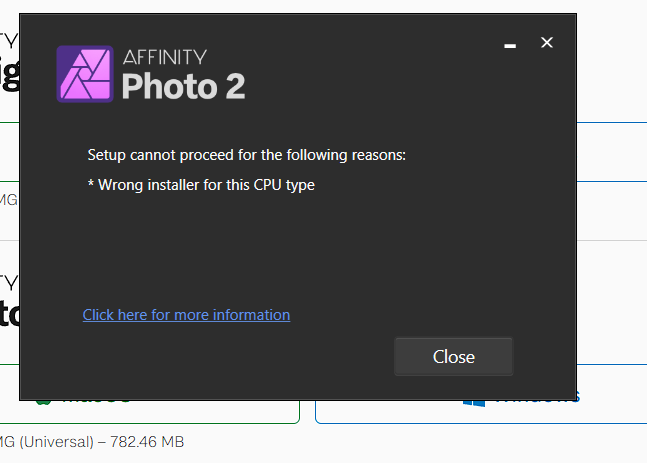 installing ARM64 on X64 should have a better error instead of "Wrong ...